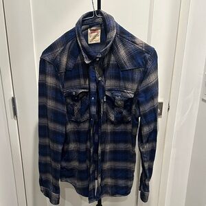 Levi's Navy and White Plaid Casual Shirt